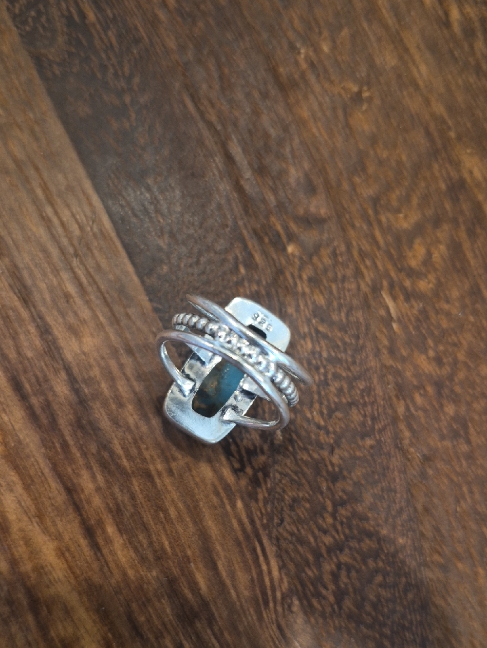 Natural Copper Turquoise Stone 925 Sterling Silver Bohemian Statement Ring 6-6.5 - Picture 6 of 8